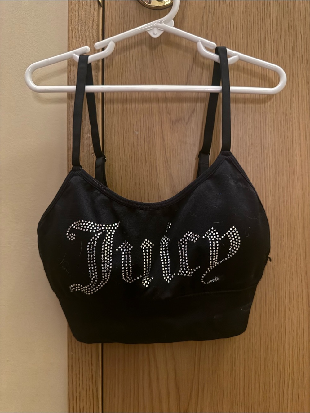 Juicy Couture Black Rhinestone Logo Bralette